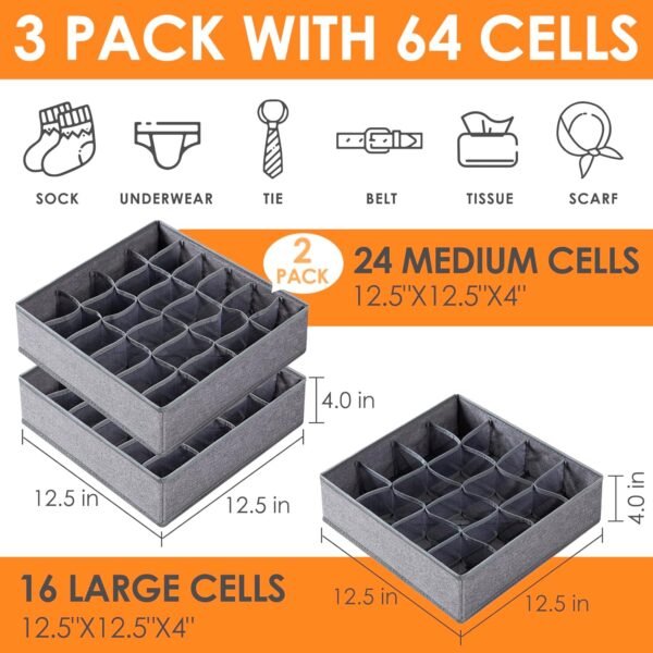 3 Pack Sock Underwear Organizer Dividers - Image 8